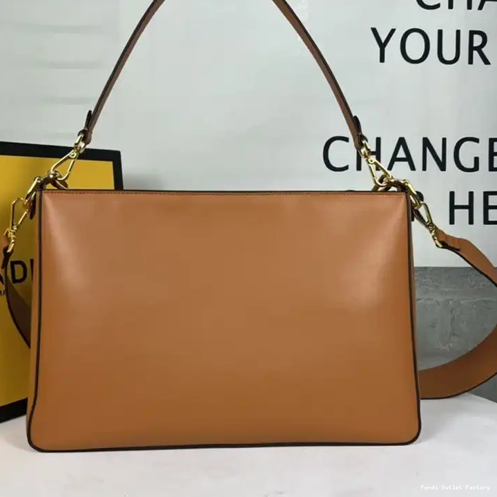 Affordable HOT Bag Leather O'Lock Calf In Brown Fendi Shoulder Zip 0406